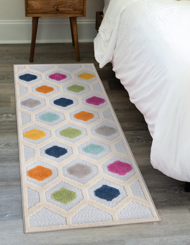 Gray 2' x 10' Aruba Outdoor Runner Area Rug Weather Resistant for Patio, Deck, Terrace, Balcony, Porch for Sale at Rug Engine