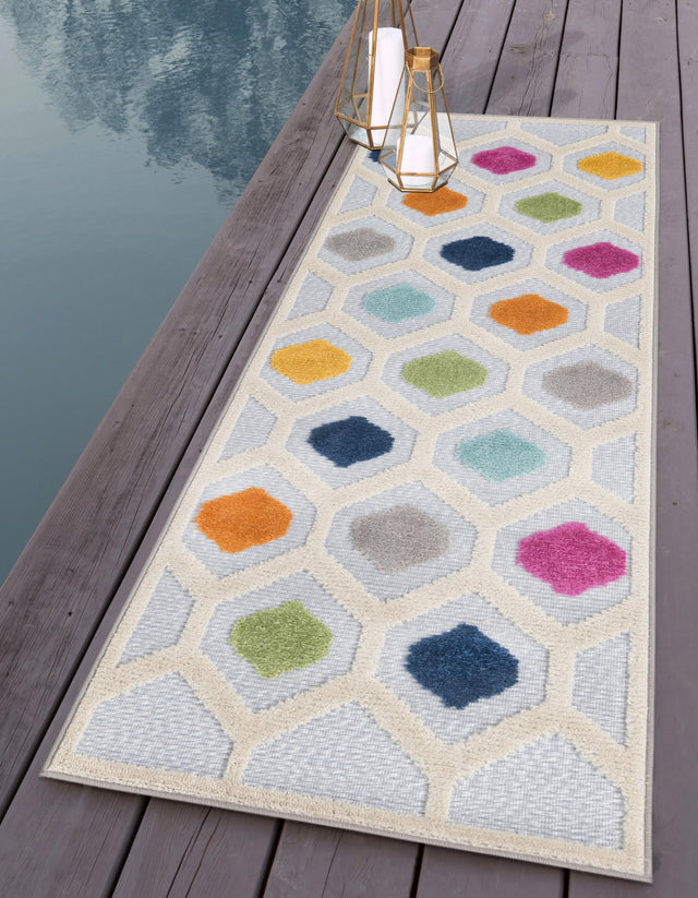 Gray 2' x 10' Aruba Outdoor Runner Area Rug Weather Resistant for Patio, Deck, Terrace, Balcony, Porch for Sale at Rug Engine