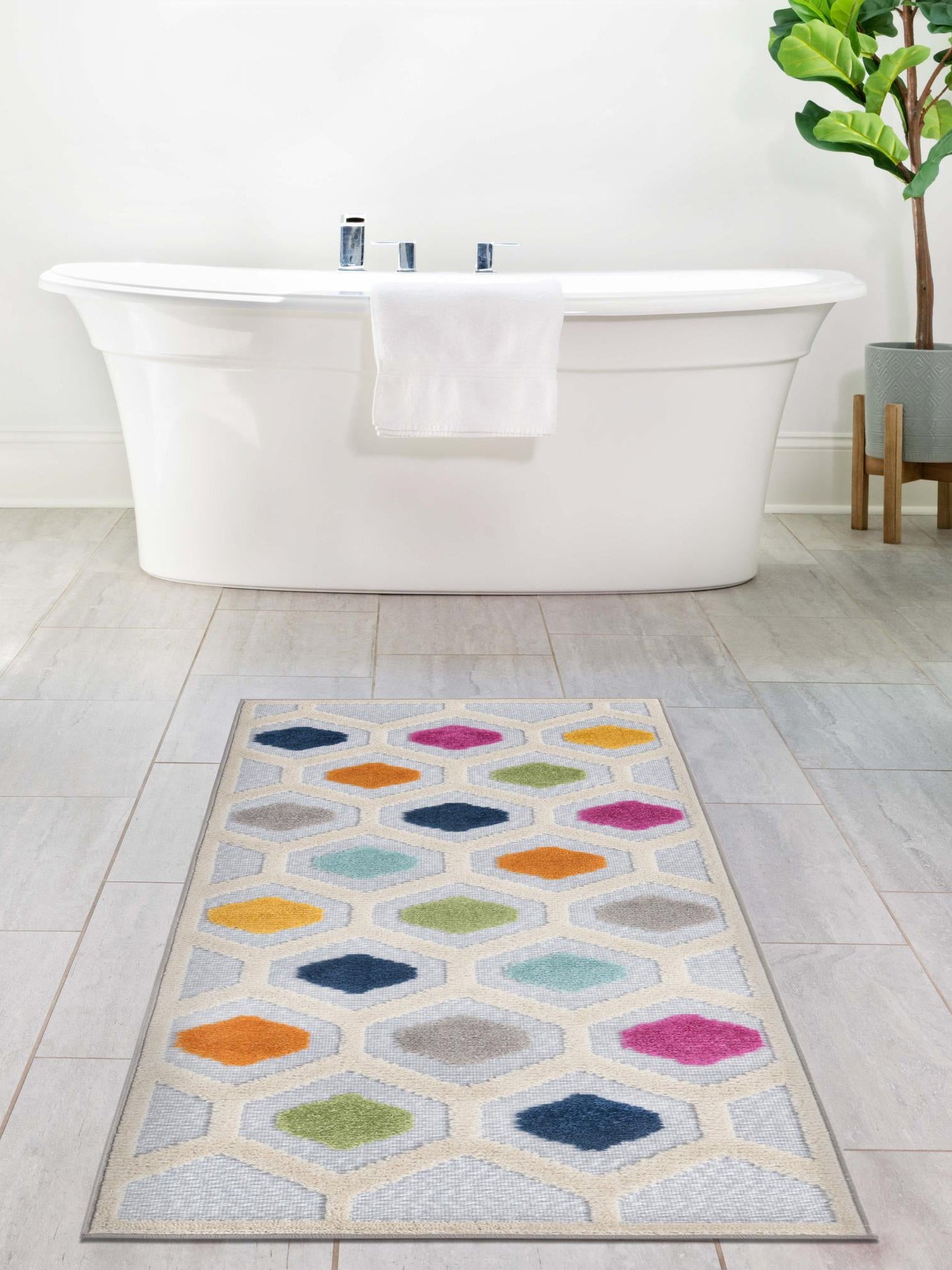 Gray 2' x 10' Aruba Outdoor Runner Area Rug Weather Resistant for Patio, Deck, Terrace, Balcony, Porch for Sale at Rug Engine