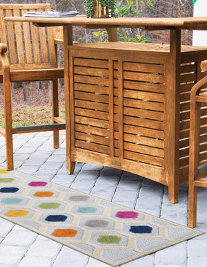 Gray 2' x 10' Aruba Outdoor Runner Area Rug Weather Resistant for Patio, Deck, Terrace, Balcony, Porch for Sale at Rug Engine