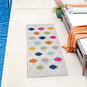 Gray 2' x 8' Aruba Outdoor Runner Area Rug Weather Resistant for Patio, Deck, Terrace, Balcony, Porch for Sale at Rug Engine