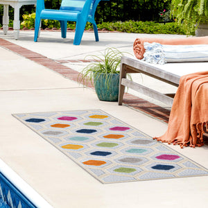 Gray 2' x 6' Aruba Outdoor Runner Area Rug Weather Resistant for Patio, Deck, Terrace, Balcony, Porch for Sale at Rug Engine