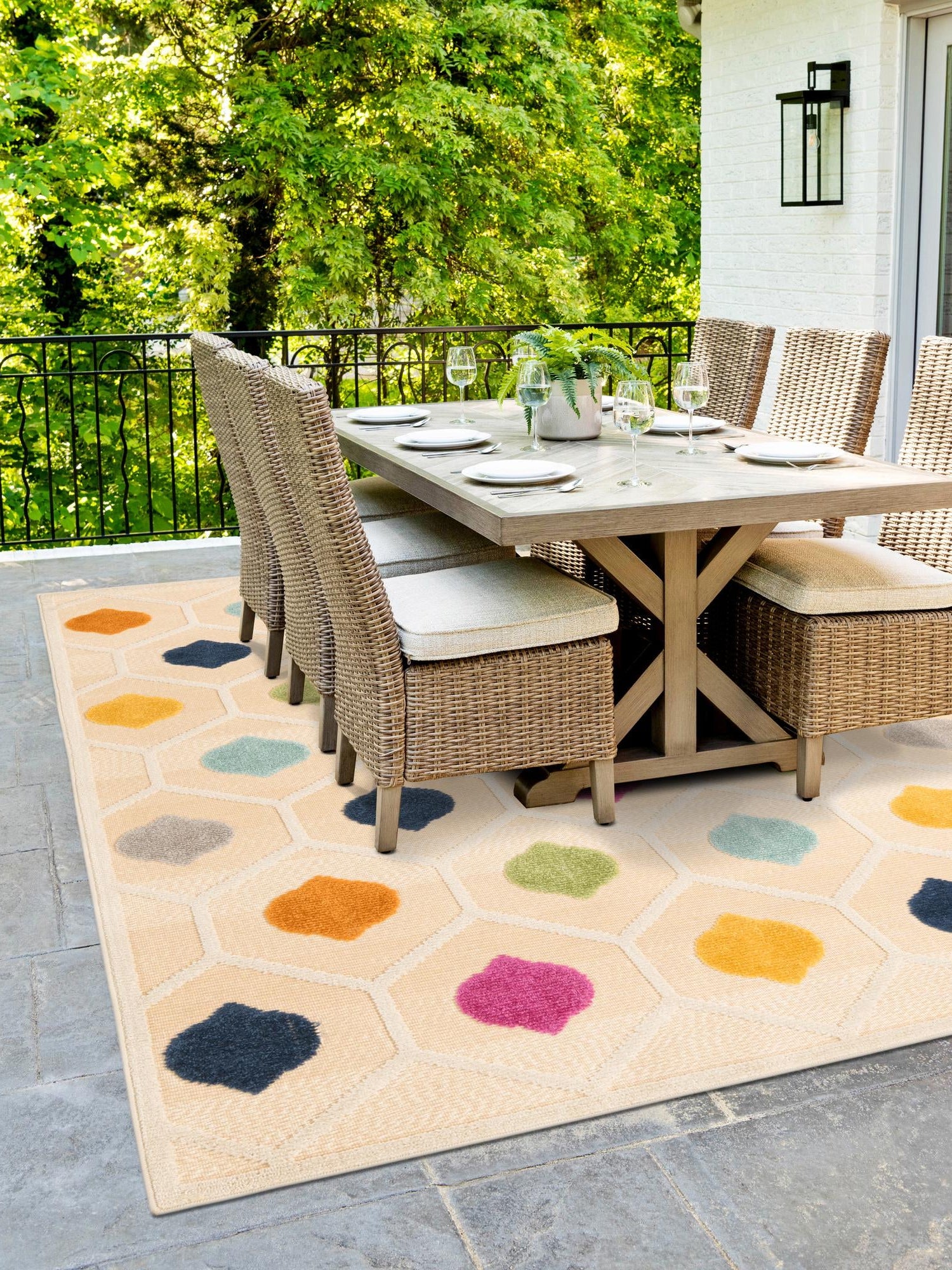 Beige 5' 3 x 8' Aruba Outdoor Rectangle Area Rug Weather Resistant for Patio, Deck, Terrace, Balcony, Porch for Sale at Rug Engine