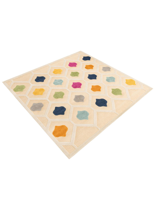 Beige 7' 10 x 7' 10 Aruba Outdoor Square Area Rug Weather Resistant for Patio, Deck, Terrace, Balcony, Porch for Sale at Rug Engine