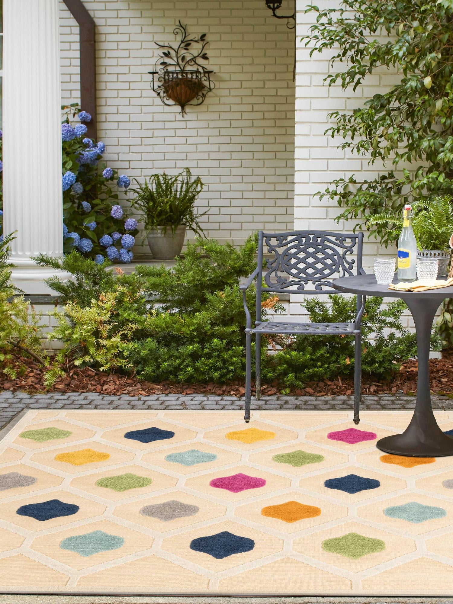 Beige 5' 3 x 5' 3 Aruba Outdoor Square Area Rug Weather Resistant for Patio, Deck, Terrace, Balcony, Porch for Sale at Rug Engine