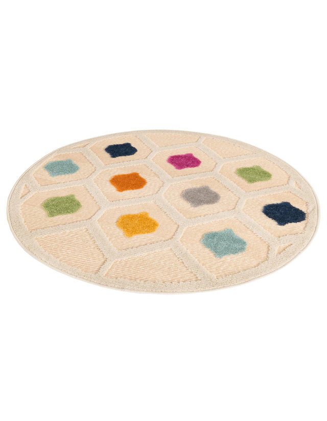 Beige 3' 3 x 3' 3 Aruba Outdoor Round Area Rug Weather Resistant for Patio, Deck, Terrace, Balcony, Porch for Sale at Rug Engine