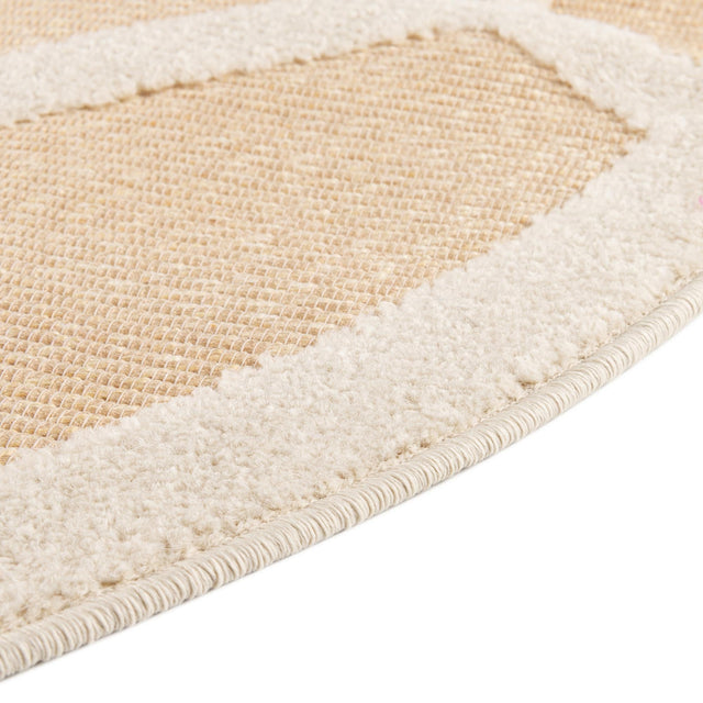 Beige 3' 3 x 3' 3 Aruba Outdoor Round Area Rug Weather Resistant for Patio, Deck, Terrace, Balcony, Porch for Sale at Rug Engine