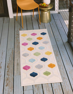 Beige 2' x 6' Aruba Outdoor Runner Area Rug Weather Resistant for Patio, Deck, Terrace, Balcony, Porch for Sale at Rug Engine