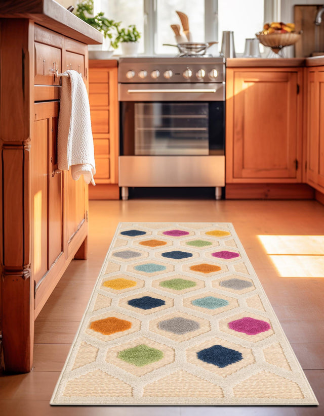 Beige 2' x 6' Aruba Outdoor Runner Area Rug Weather Resistant for Patio, Deck, Terrace, Balcony, Porch for Sale at Rug Engine