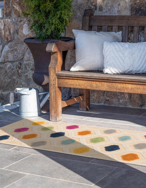 Beige 2' x 10' Aruba Outdoor Runner Area Rug Weather Resistant for Patio, Deck, Terrace, Balcony, Porch for Sale at Rug Engine