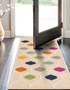 Beige 2' x 10' Aruba Outdoor Runner Area Rug Weather Resistant for Patio, Deck, Terrace, Balcony, Porch for Sale at Rug Engine