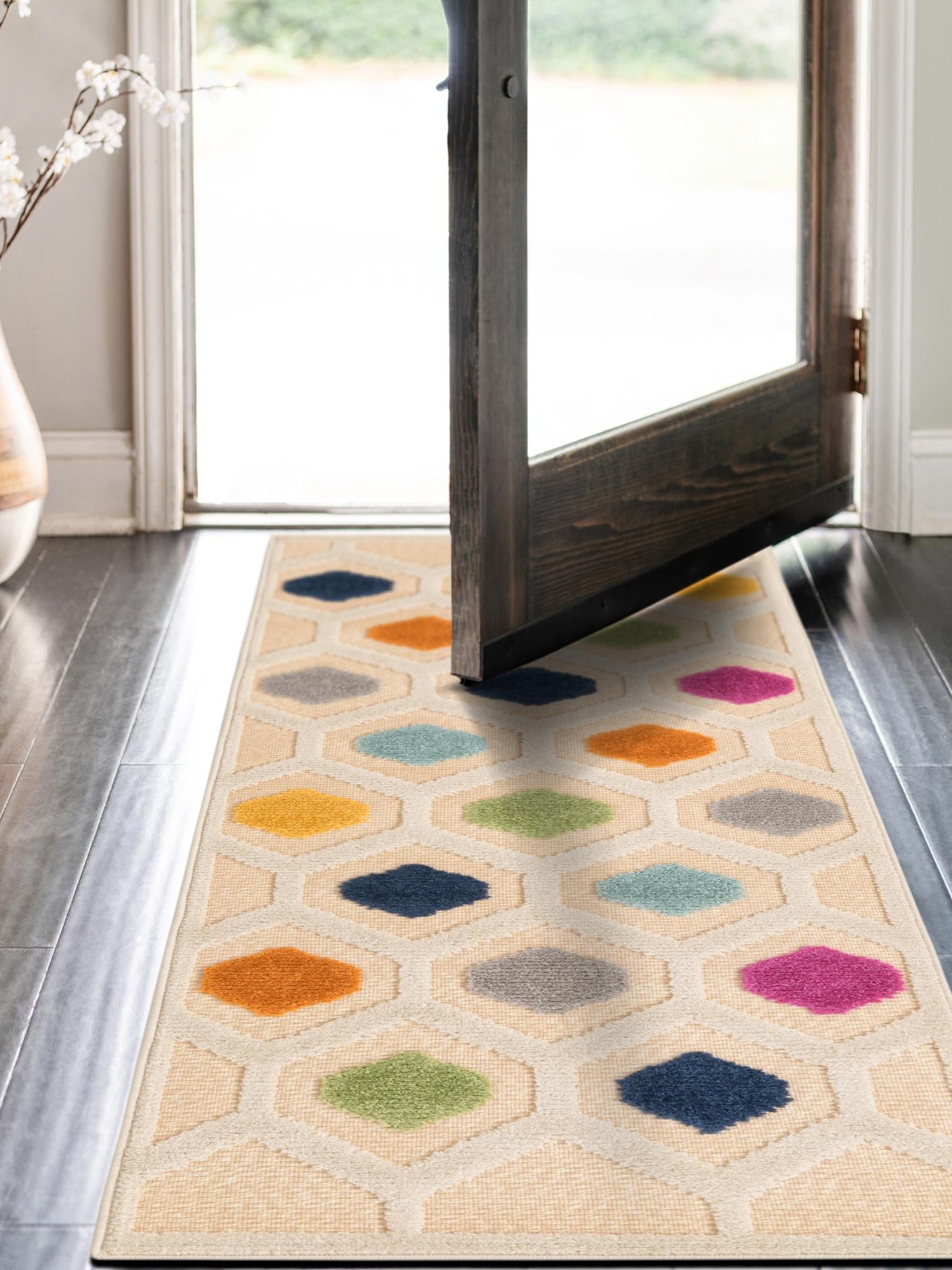 Beige 2' x 6' Aruba Outdoor Runner Area Rug Weather Resistant for Patio, Deck, Terrace, Balcony, Porch for Sale at Rug Engine