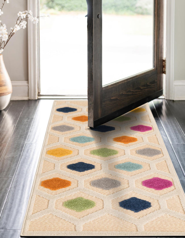 Beige 2' x 6' Aruba Outdoor Runner Area Rug Weather Resistant for Patio, Deck, Terrace, Balcony, Porch for Sale at Rug Engine