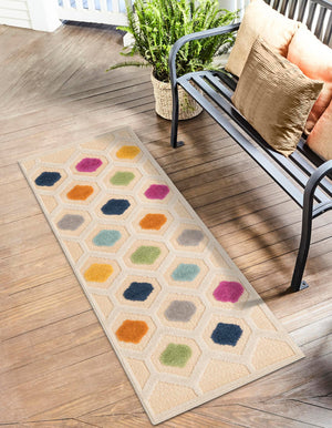 Beige 2' x 10' Aruba Outdoor Runner Area Rug Weather Resistant for Patio, Deck, Terrace, Balcony, Porch for Sale at Rug Engine