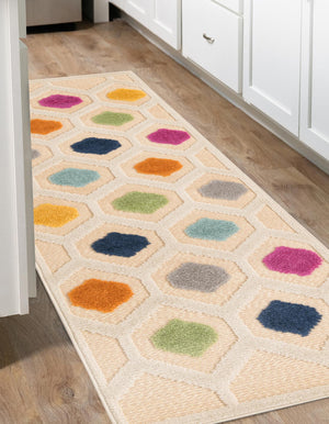 Beige 2' x 10' Aruba Outdoor Runner Area Rug Weather Resistant for Patio, Deck, Terrace, Balcony, Porch for Sale at Rug Engine