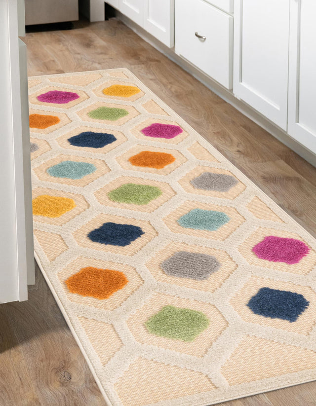 Beige 2' x 6' Aruba Outdoor Runner Area Rug Weather Resistant for Patio, Deck, Terrace, Balcony, Porch for Sale at Rug Engine