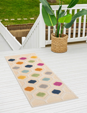 Beige 2' x 10' Aruba Outdoor Runner Area Rug Weather Resistant for Patio, Deck, Terrace, Balcony, Porch for Sale at Rug Engine