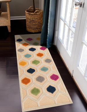 Beige 2' x 6' Aruba Outdoor Runner Area Rug Weather Resistant for Patio, Deck, Terrace, Balcony, Porch for Sale at Rug Engine