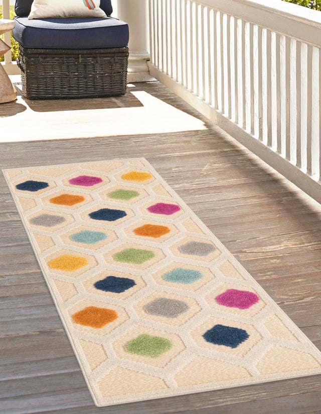 Beige 2' x 6' Aruba Outdoor Runner Area Rug Weather Resistant for Patio, Deck, Terrace, Balcony, Porch for Sale at Rug Engine