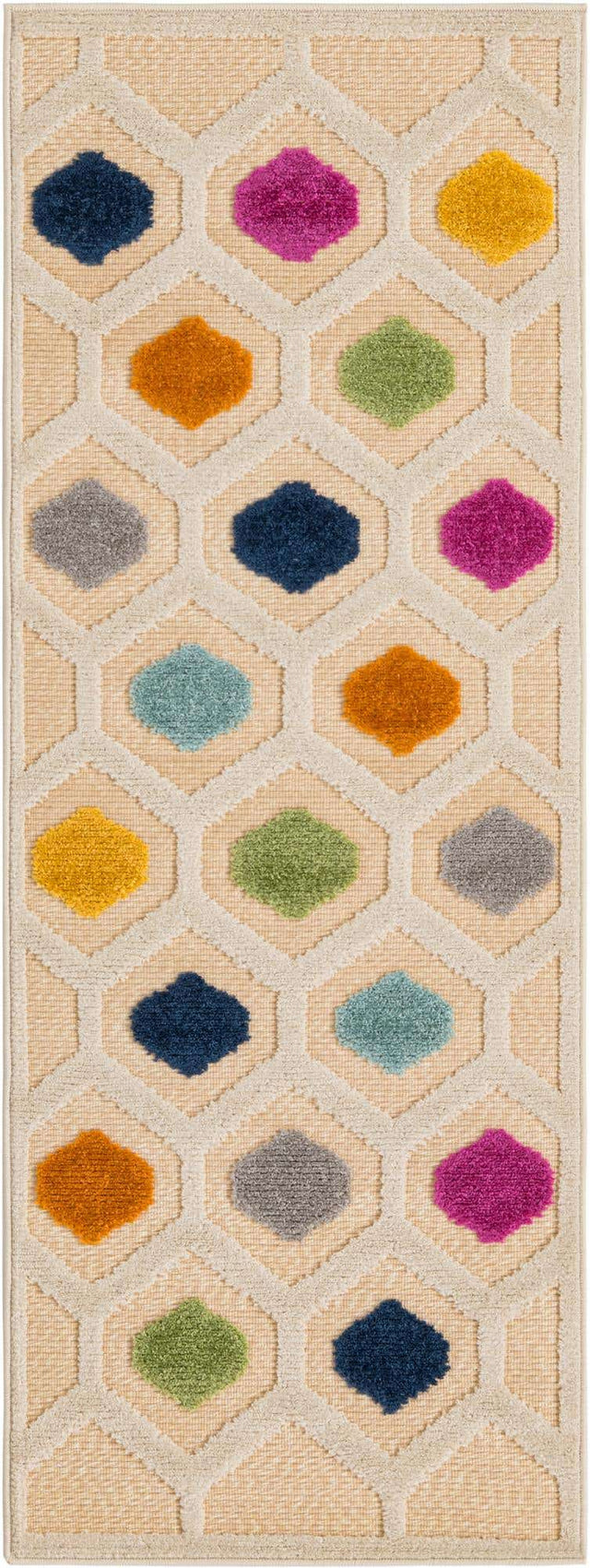 Beige 2' x 6' Aruba Outdoor Runner Area Rug Weather Resistant for Patio, Deck, Terrace, Balcony, Porch for Sale at Rug Engine