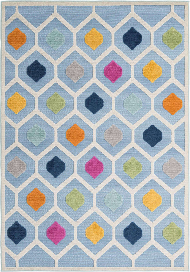 Blue 6' x 9' Aruba Outdoor Rectangle Area Rug Weather Resistant for Patio, Deck, Terrace, Balcony, Porch for Sale at Rug Engine