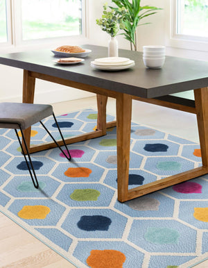 Blue 6' x 9' Aruba Outdoor Rectangle Area Rug Weather Resistant for Patio, Deck, Terrace, Balcony, Porch for Sale at Rug Engine