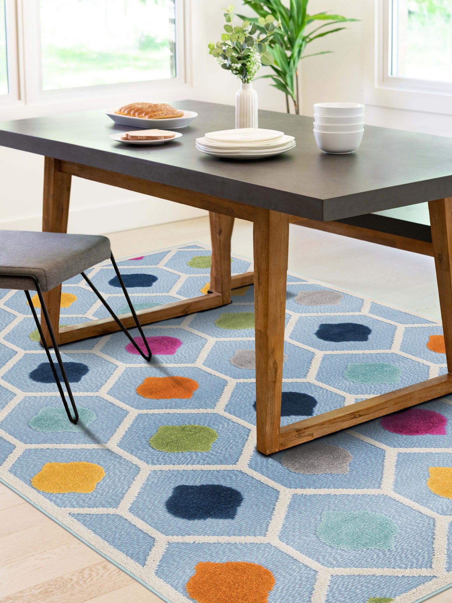 Blue 7' 10 x 10' Aruba Outdoor Rectangle Area Rug Weather Resistant for Patio, Deck, Terrace, Balcony, Porch for Sale at Rug Engine