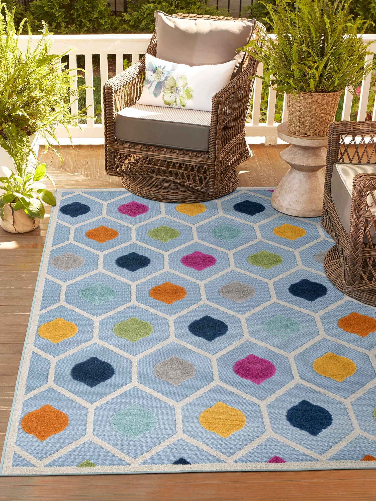 Blue 2' x 3' Aruba Outdoor Rectangle Area Rug Weather Resistant for Patio, Deck, Terrace, Balcony, Porch for Sale at Rug Engine