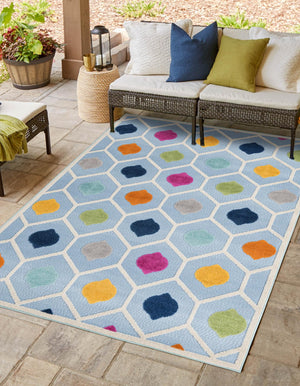 Blue 2' x 3' Aruba Outdoor Rectangle Area Rug Weather Resistant for Patio, Deck, Terrace, Balcony, Porch for Sale at Rug Engine