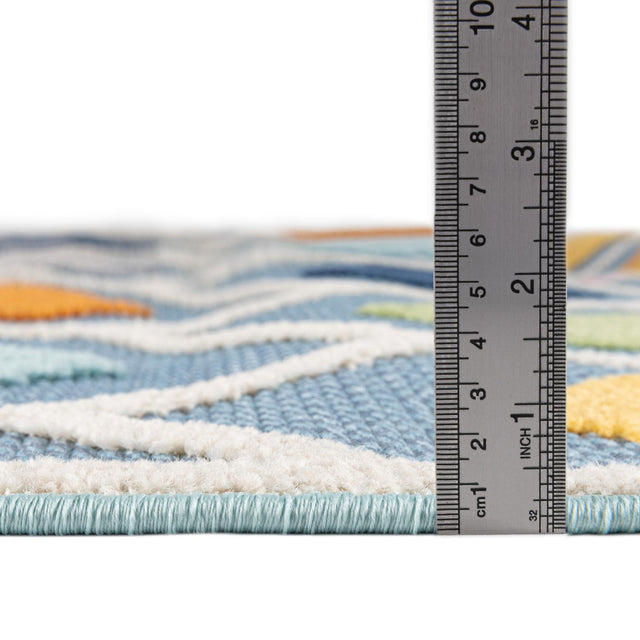 Blue 7' x 10' Aruba Outdoor Rectangle Area Rug Weather Resistant for Patio, Deck, Terrace, Balcony, Porch for Sale at Rug Engine