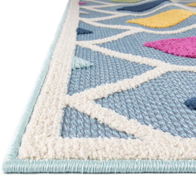 Blue 7' x 10' Aruba Outdoor Rectangle Area Rug Weather Resistant for Patio, Deck, Terrace, Balcony, Porch for Sale at Rug Engine