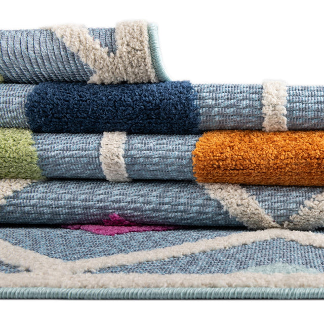 Blue 5' 3 x 5' 3 Aruba Outdoor Square Area Rug Weather Resistant for Patio, Deck, Terrace, Balcony, Porch for Sale at Rug Engine