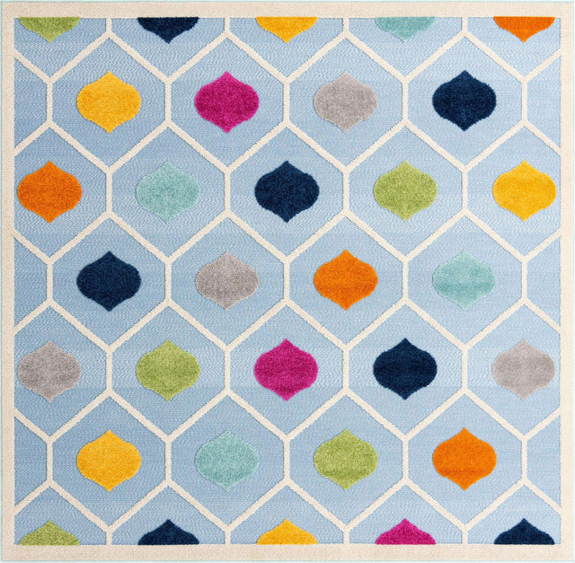 Blue 7' 10 x 7' 10 Aruba Outdoor Square Area Rug Weather Resistant for Patio, Deck, Terrace, Balcony, Porch for Sale at Rug Engine