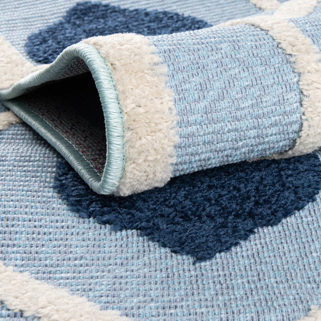 Blue 3' 3 x 3' 3 Aruba Outdoor Round Area Rug Weather Resistant for Patio, Deck, Terrace, Balcony, Porch for Sale at Rug Engine
