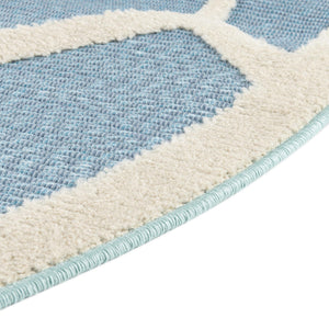Blue 5' 3 x 5' 3 Aruba Outdoor Round Area Rug Weather Resistant for Patio, Deck, Terrace, Balcony, Porch for Sale at Rug Engine
