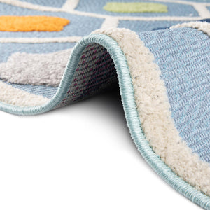 Blue 3' 3 x 3' 3 Aruba Outdoor Round Area Rug Weather Resistant for Patio, Deck, Terrace, Balcony, Porch for Sale at Rug Engine