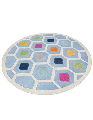 Blue 5' 3 x 5' 3 Aruba Outdoor Round Area Rug Weather Resistant for Patio, Deck, Terrace, Balcony, Porch for Sale at Rug Engine