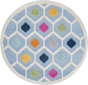 Blue 5' 3 x 5' 3 Aruba Outdoor Round Area Rug Weather Resistant for Patio, Deck, Terrace, Balcony, Porch for Sale at Rug Engine