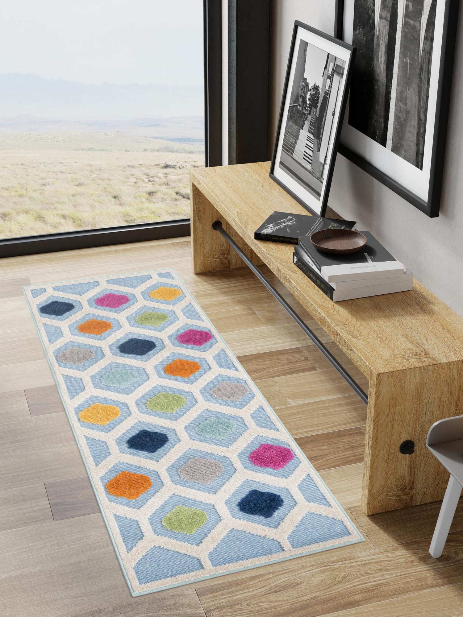 Blue 2' x 6' Aruba Outdoor Runner Area Rug Weather Resistant for Patio, Deck, Terrace, Balcony, Porch for Sale at Rug Engine