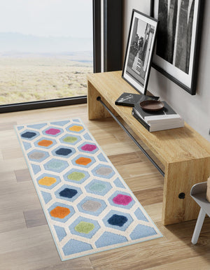 Blue 2' x 8' Aruba Outdoor Runner Area Rug Weather Resistant for Patio, Deck, Terrace, Balcony, Porch for Sale at Rug Engine