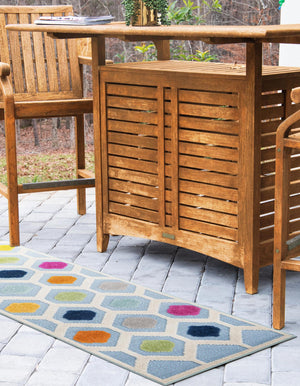 Blue 2' x 6' Aruba Outdoor Runner Area Rug Weather Resistant for Patio, Deck, Terrace, Balcony, Porch for Sale at Rug Engine