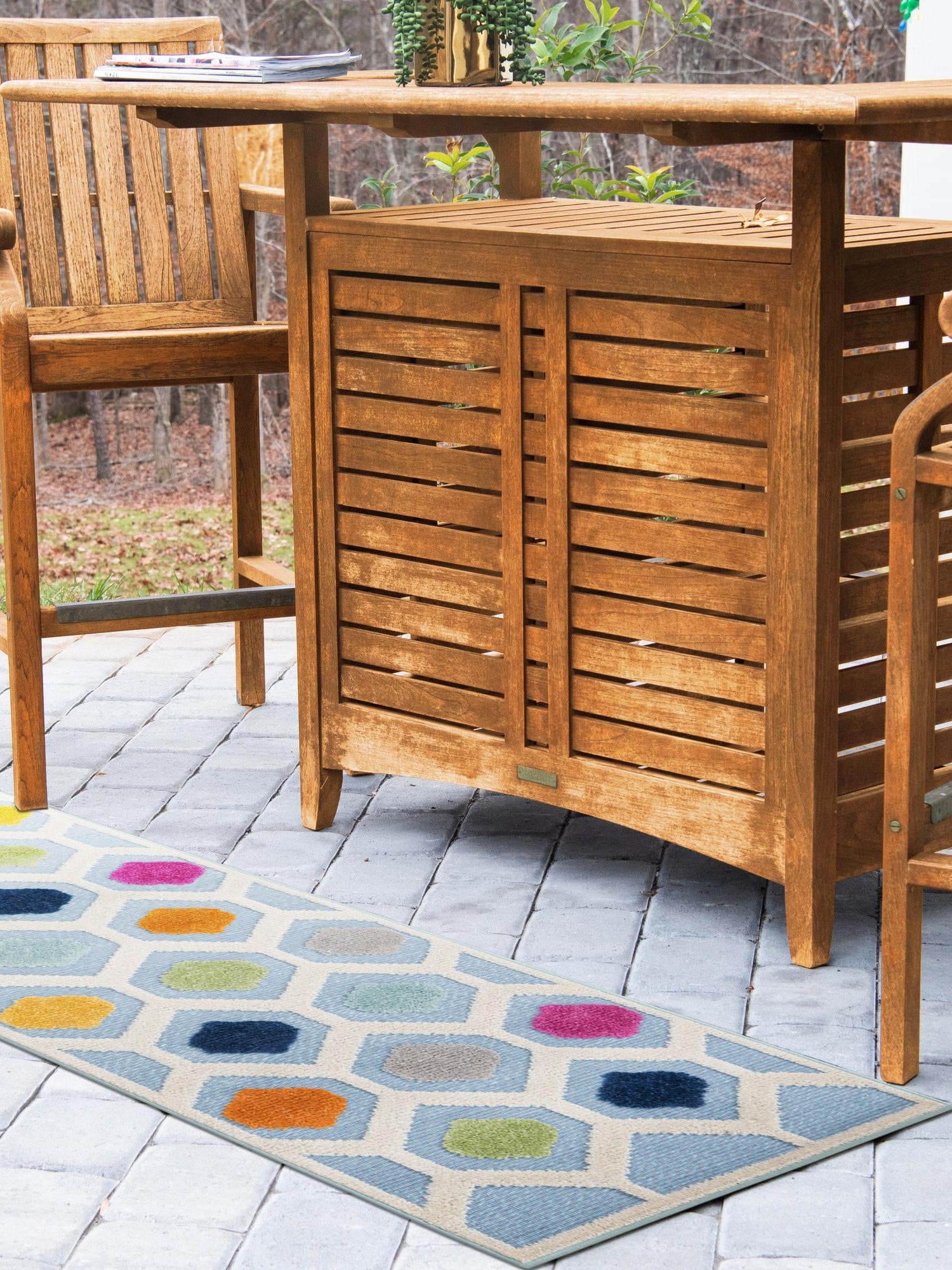 Blue 2' x 8' Aruba Outdoor Runner Area Rug Weather Resistant for Patio, Deck, Terrace, Balcony, Porch for Sale at Rug Engine