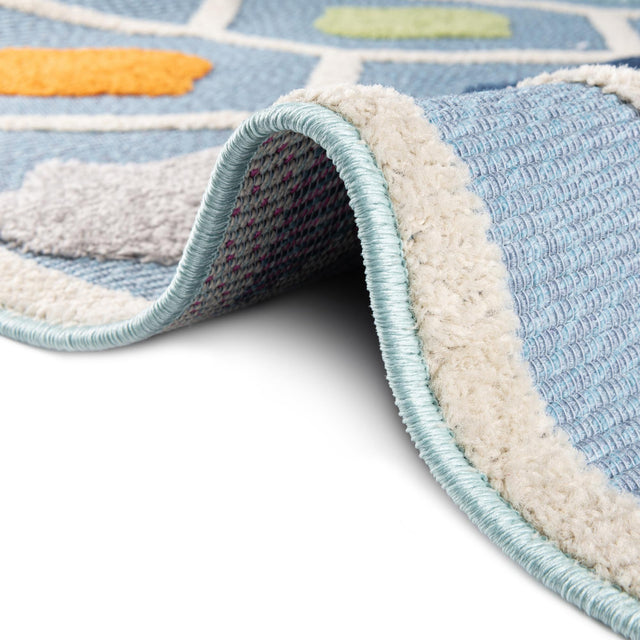 Blue 2' x 8' Aruba Outdoor Runner Area Rug Weather Resistant for Patio, Deck, Terrace, Balcony, Porch for Sale at Rug Engine