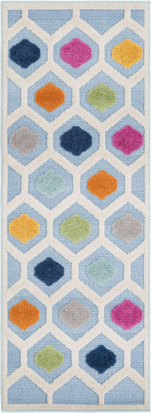 Blue 2' x 6' Aruba Outdoor Runner Area Rug Weather Resistant for Patio, Deck, Terrace, Balcony, Porch for Sale at Rug Engine