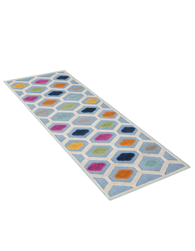 Blue 2' x 8' Aruba Outdoor Runner Area Rug Weather Resistant for Patio, Deck, Terrace, Balcony, Porch for Sale at Rug Engine