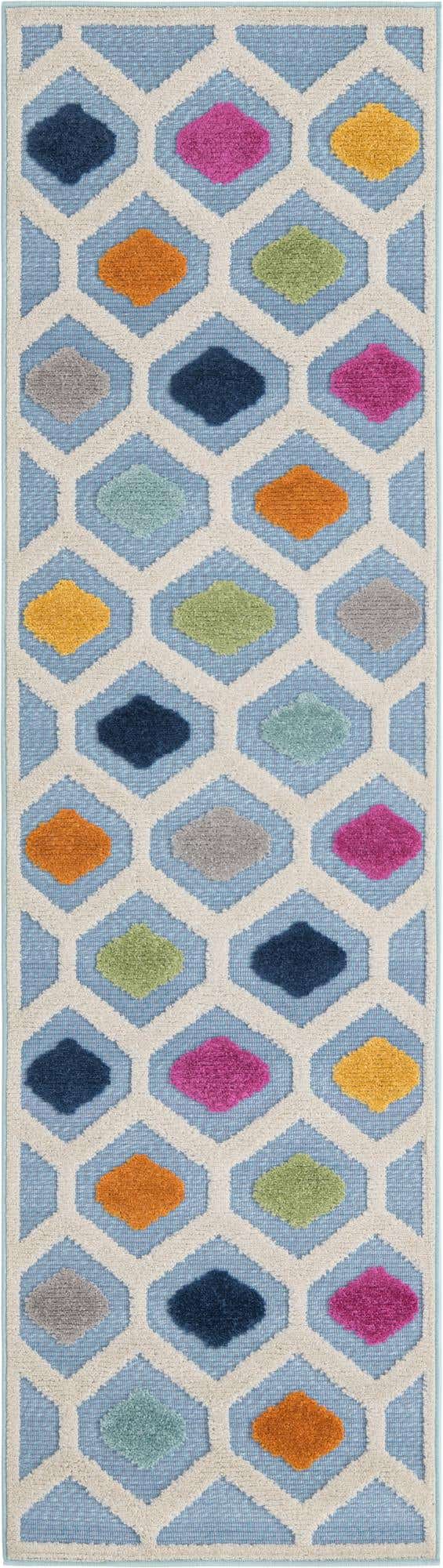 Blue 2' x 8' Aruba Outdoor Runner Area Rug Weather Resistant for Patio, Deck, Terrace, Balcony, Porch for Sale at Rug Engine