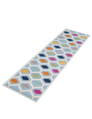 Blue 2' x 10' Aruba Outdoor Runner Area Rug Weather Resistant for Patio, Deck, Terrace, Balcony, Porch for Sale at Rug Engine