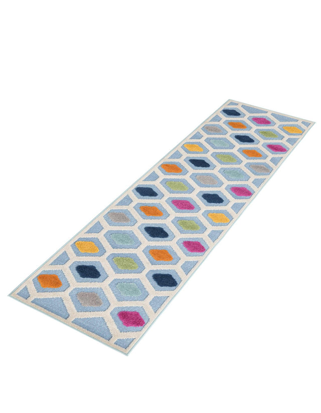 Blue 2' x 10' Aruba Outdoor Runner Area Rug Weather Resistant for Patio, Deck, Terrace, Balcony, Porch for Sale at Rug Engine