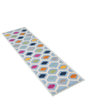 Blue 2' x 10' Aruba Outdoor Runner Area Rug Weather Resistant for Patio, Deck, Terrace, Balcony, Porch for Sale at Rug Engine