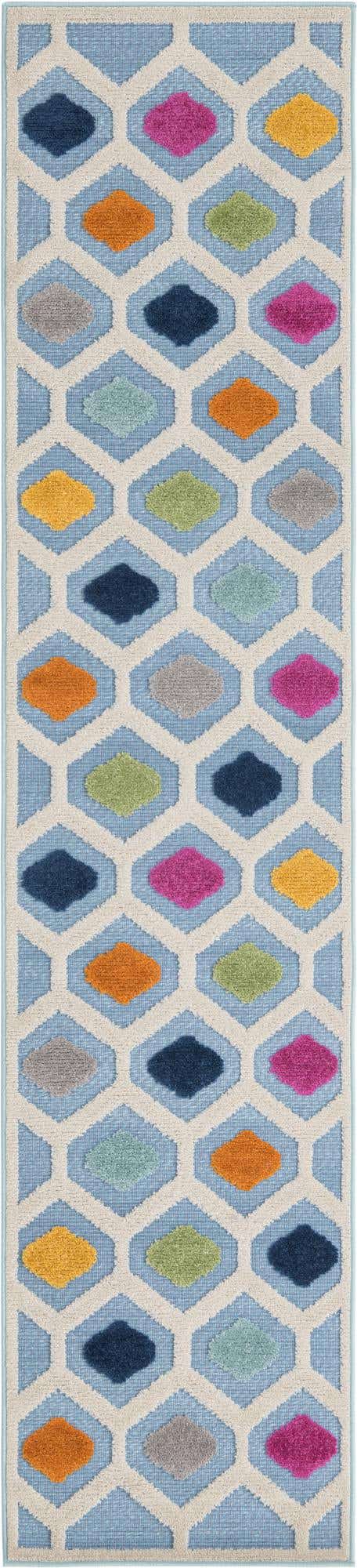 Blue 2' x 10' Aruba Outdoor Runner Area Rug Weather Resistant for Patio, Deck, Terrace, Balcony, Porch for Sale at Rug Engine
